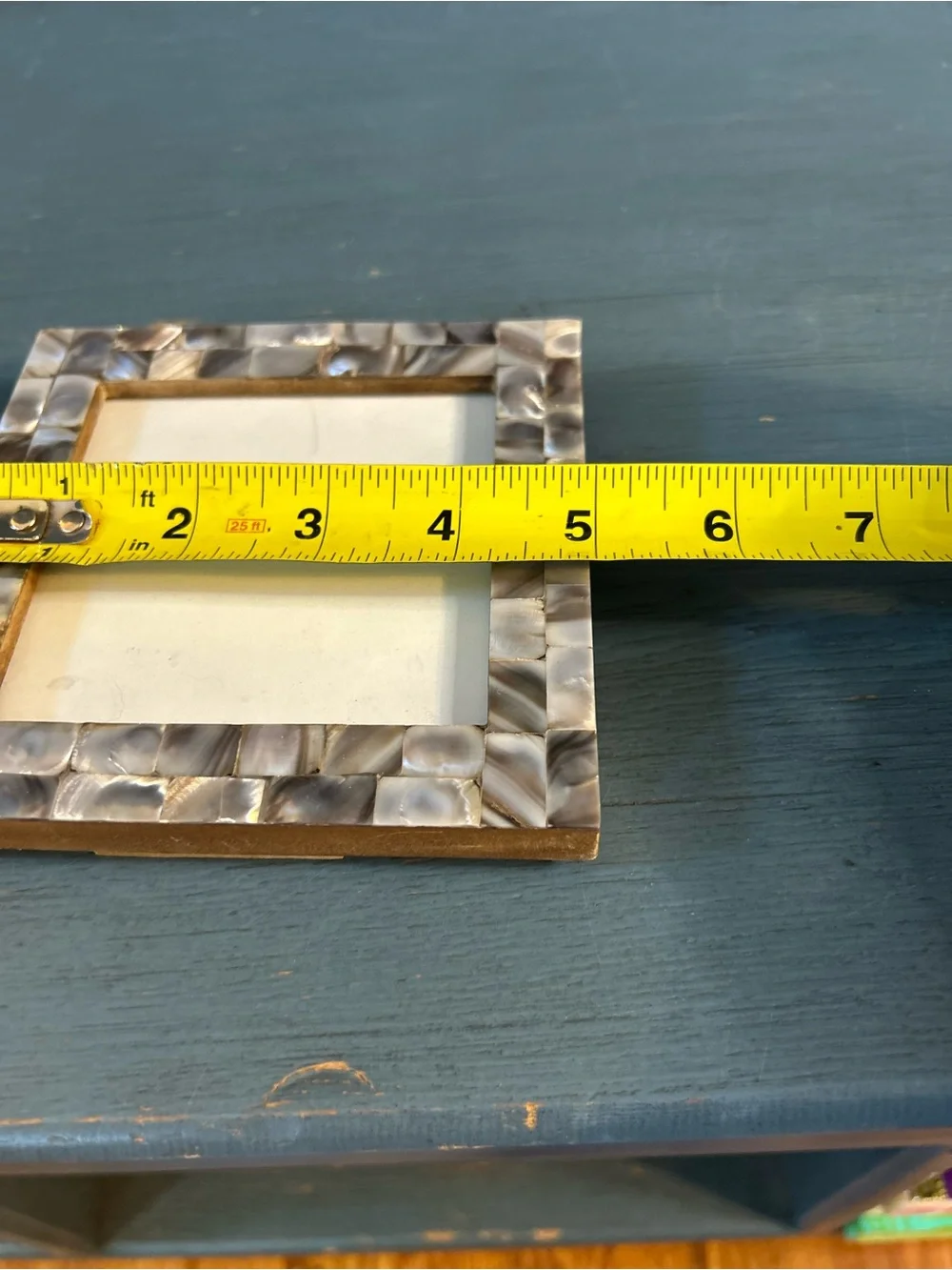 Sicura Mother of Pearl Square Photo Frame - Neutral Tones 5 x 5 Inches - New